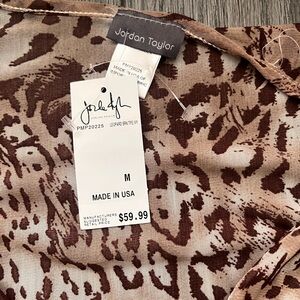 Jordan Taylor Animal Print Blouse in Brown and Tan